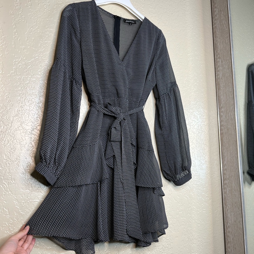 Black dress size L, long sleeve with belt
